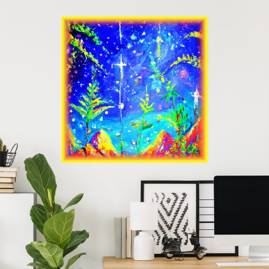 Poster "Starlit Jungle" Belle Peinture. Commandez dès mai (Bureau à domicile)