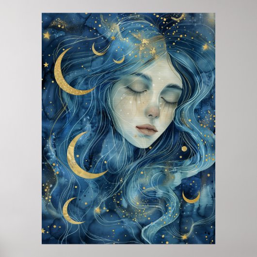 Poster Starlit Visions – Indigo Moon Goddess (Devant)