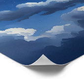 Poster Starry Crescent Sky - Style d'illustration (Coin)