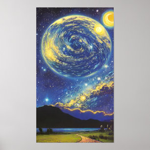 Poster "Starry Dreamscape : Une peinture Imaginaire fasci