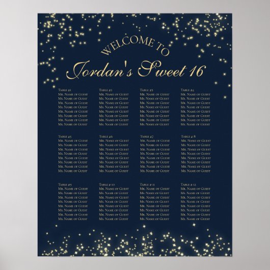 Poster Starry Night 12 table Seating Chart (Devant)