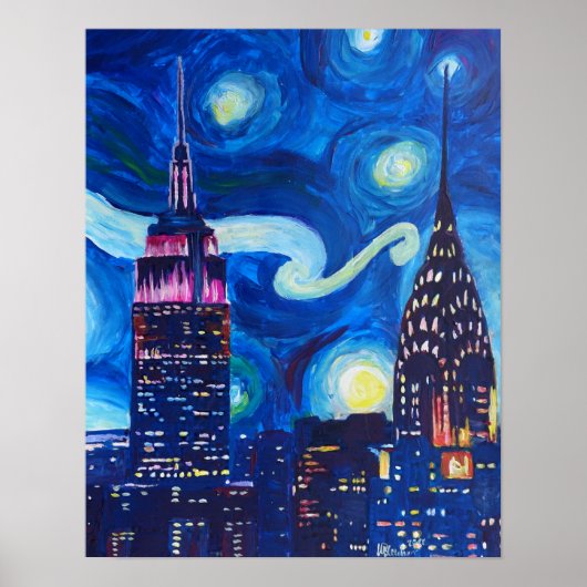 Poster Starry Night à New York - Van Gogh Inspirations (Devant)
