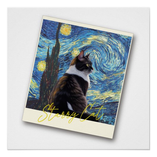 Poster Starry night cat (Devant)