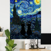 Poster Starry Night Cat Van Gogh Inspired Starry Sky (Bureau à domicile)