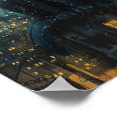 Poster Starry Night Cats : Cosmic City Rooftop Art (Coin)