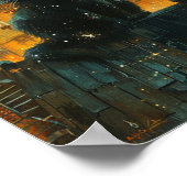 Poster Starry Night Cats : Cosmic City Rooftop Art (Coin)