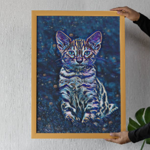 Poster Starry Night Kitten