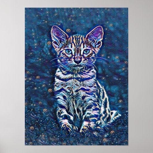 Poster Starry Night Kitten (Devant)