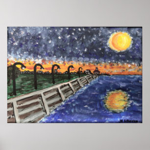 Poster Starry Night Lake Pontchartrain
