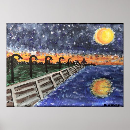 Poster Starry Night Lake Pontchartrain (Devant)