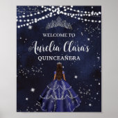 Poster Starry Night Marine Bleu Argent Quinceañera Sweet (Devant)