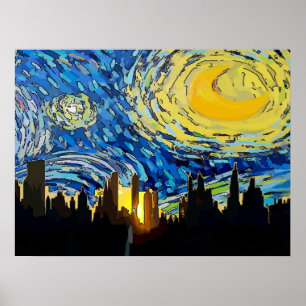 Poster Starry Night New York Abstrait Sky