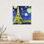 Poster Starry Night Paris France (Cuisine)