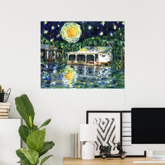Poster Starry Night River Camp (Bureau à domicile)