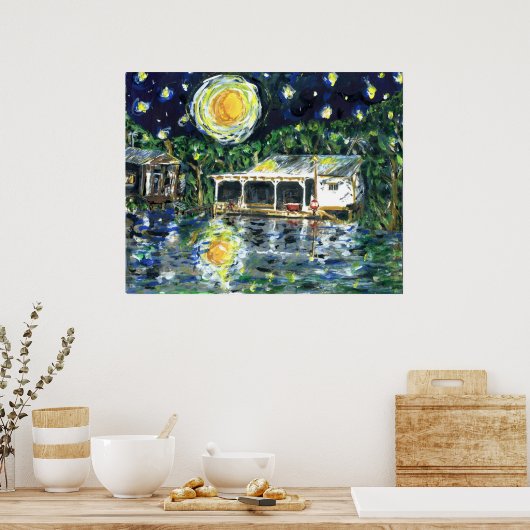 Poster Starry Night River Camp (Cuisine)