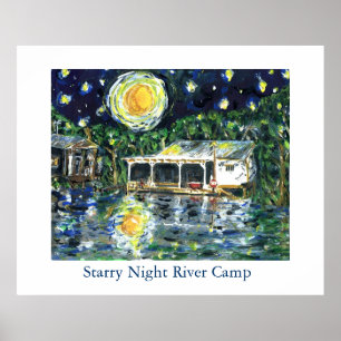 Poster Starry Night River Camp