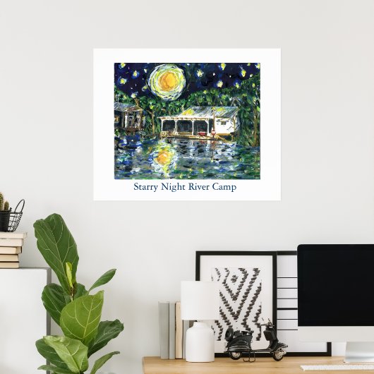 Poster Starry Night River Camp (Bureau à domicile)