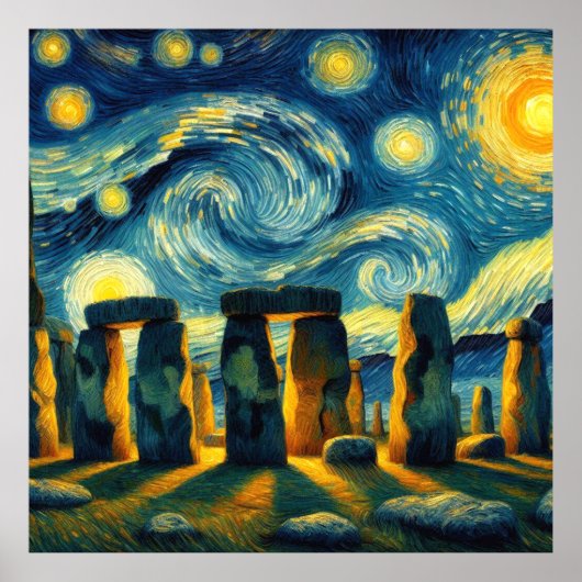Poster Starry Night Stonehenge (Devant)