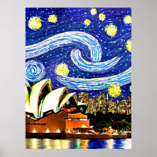 Poster Starry Night Sydney Australia Opera House