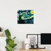 Poster Starry Night Van Gogh Fractal art (Bureau à domicile)