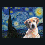 Poster Starry Night Vincent Van Gogh Cute Labrador Chien<br><div class="desc">Si vous aimez Vincent van Gogh et Labradors,  cette oeuvre est pour vous ! Grand comme un cadeau.</div>