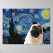 Poster Starry Night Vincent Van Gogh mignon chien Carlin (Devant)