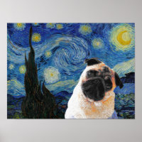 Starry Night Vincent Van Gogh mignon chien Carlin