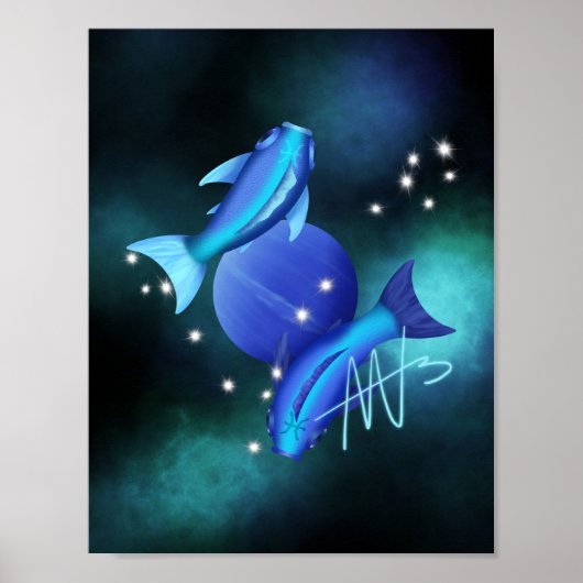 Poster Starry Pisces Neptune Zodiac (Devant)