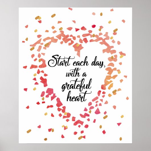 Poster Start Each Day Grateful Heart Inspirational Quote (Devant)