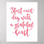 Poster Start each day with a grateful heart print (Devant)