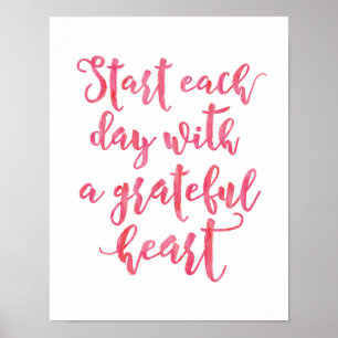 Poster Start each day with a grateful heart print