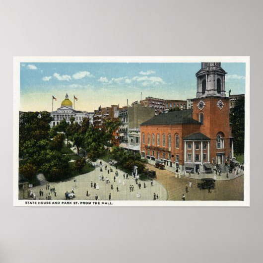 Poster State House et Park Street Vue du centre commercia (Devant)