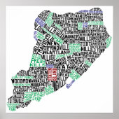 Poster Staten Island Typographic Map, New York City Print (Devant)