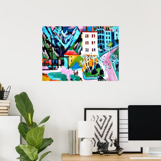 Poster Station à Davos, peinture Ernest Ludwig Kirchner (Bureau à domicile)