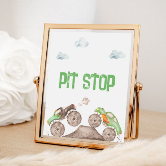 Poster Station alimentaire Green Monster Trucks Party