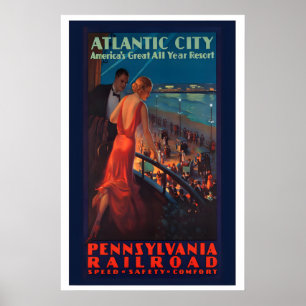 Poster Station balnéaire américaine Atlantic City, grande