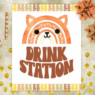 Poster Station de boissons 8x10 Anniversaire Renard Bois
