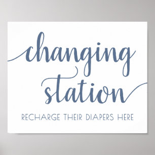 Poster Station de changement d'ardoise simple   Dusty Blu