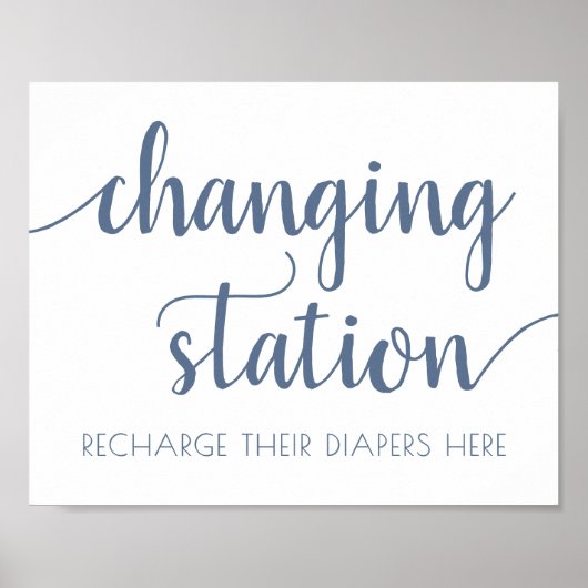 Poster Station de changement d'ardoise simple | Dusty Blu (Devant)