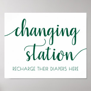 Poster Station de changement vert simple SYMBOLE Jade D