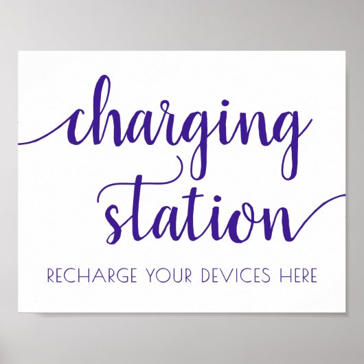 Poster Station de charge simple violet | Grapher n'import (Devant)