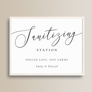 Poster Station de désinfection de mariage élégant pour la
