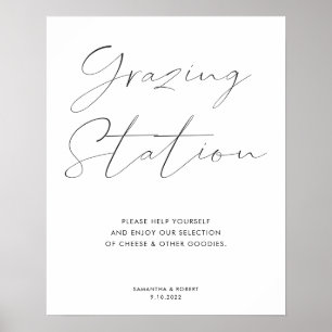 Poster Station de pâturage de mariage avec écriture calli