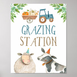 Poster Station de pâturage Ferme Animaux Citrouilles Garç