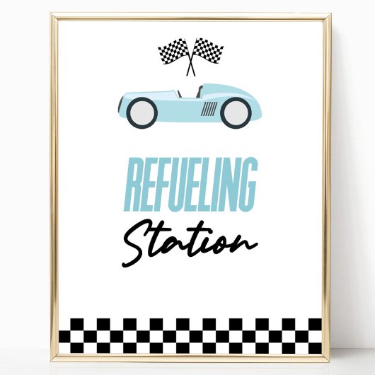 Poster Station de ravitaillement Blue Race Voiture Boire 