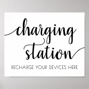 Poster Station de recharge moderne simple Panneau noir