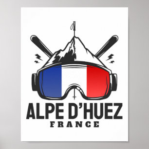 Poster Station de ski Alpe d'Huez France Ski rétro