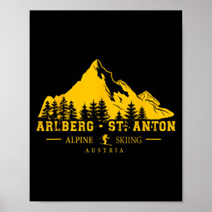 Poster Station de ski Arlberg St. Anton Autriche Ski alpi
