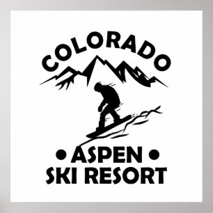 Poster Station de ski Aspen Colorado
