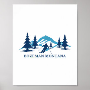 Poster Station de ski Bozeman Montana Skier _1